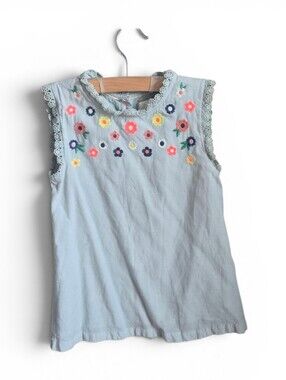 Mini Boden Sleeveless Embroidered Top Sz 6/7